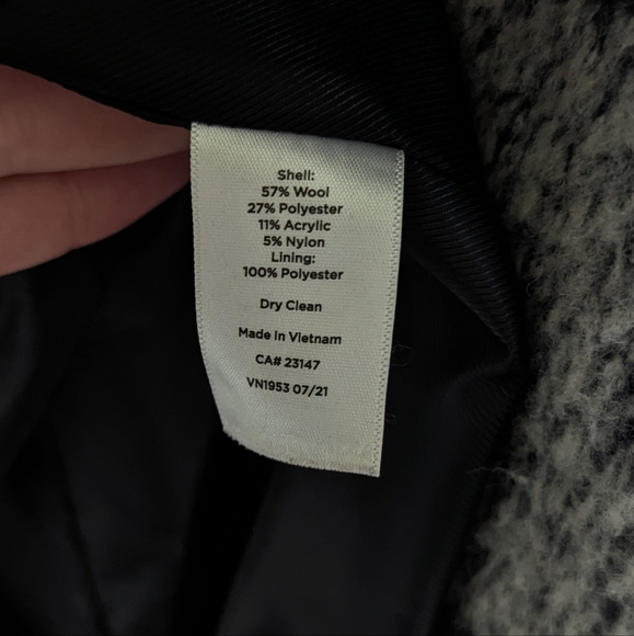 Talbots Brushed Wool Long Coat - Off White and Black - sz XL - Picture 6 of 7